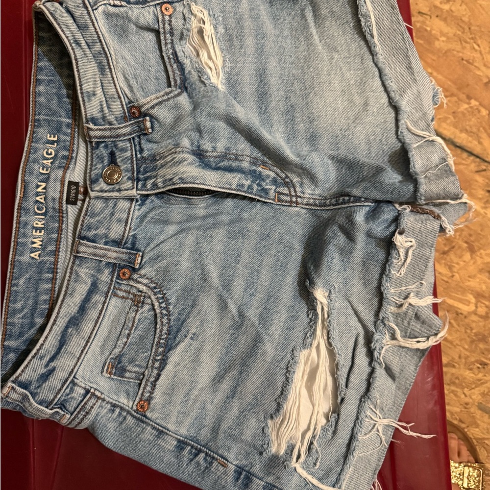 American Eagle Outfitters Light Blue Distressed Jean Shorts
